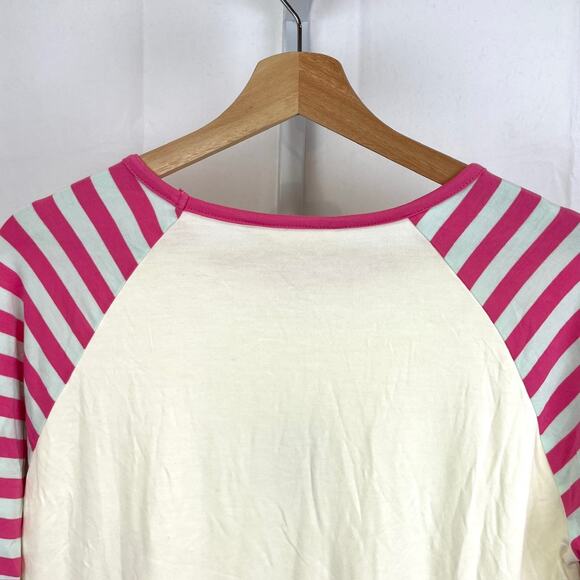 NWT MATILDA JANE M Anytime PJ Top 30685P Raglan Long Sleeve Stripe White Pink - Picture 8 of 12